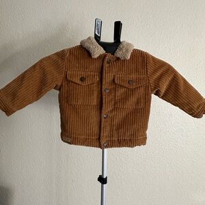 Zara Brown Corduroy Kids Jacket with Faux Fur Collar